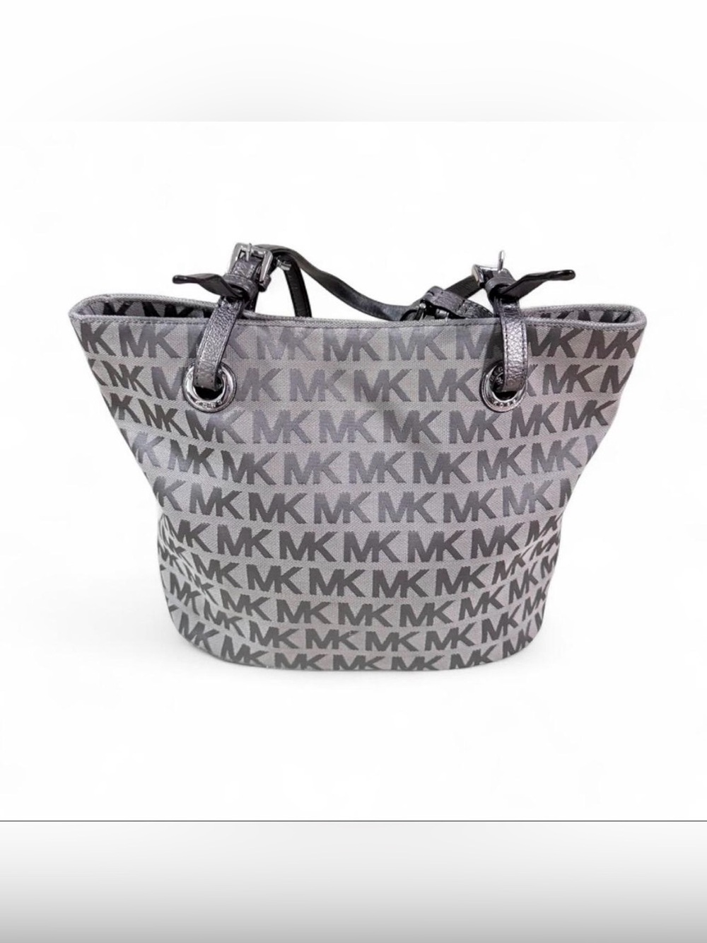 Michael Kors Silver-Gray MK Monogram Tote